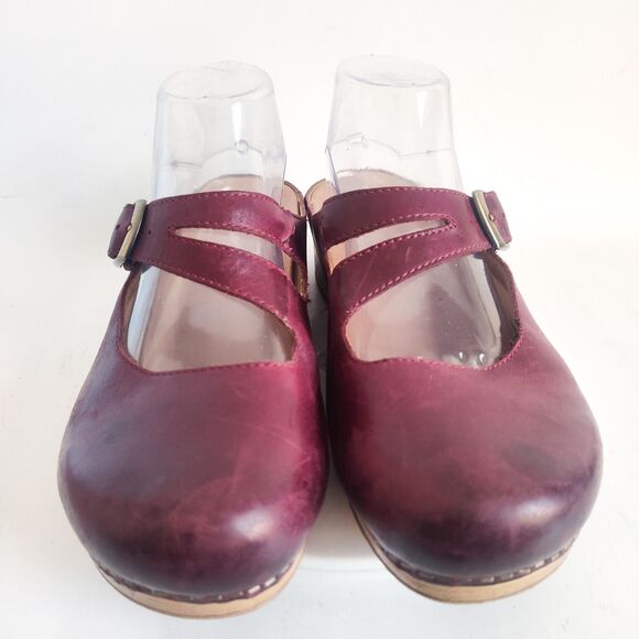 Dansko Mary Janes Clogs Slides Comfort Shoes Size 39 8.5 - 9 Leather Red Britney - Picture 5 of 12